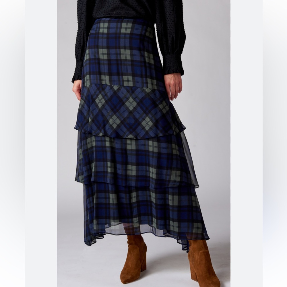 BY MALENE BIRGER Plaid Blue Maxi Skirt